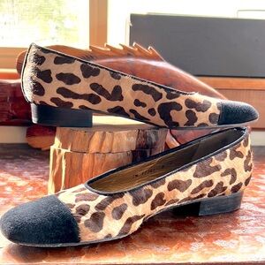 Stuart Weitzman Animal Print Flats with Black Details